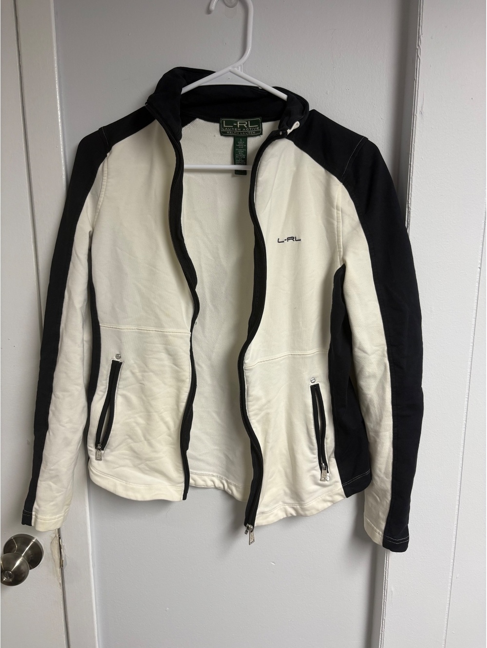 Lauren Ralph Lauren L-RL Active Black and White Full Zip Jacket